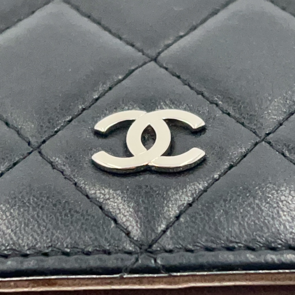 CHANEL Yen Wallet Black w/Taupe Interior and Silver CC Logo Very Good Condition - Picture 12 of 16
